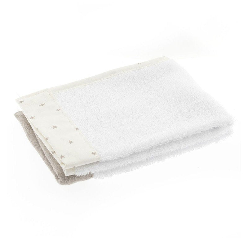 Set 2 Asciugamani Beige Bianco