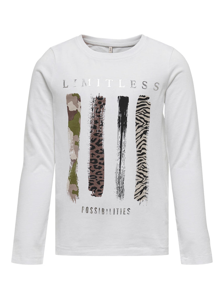 Only Kogarisa Fit L/s Leo Top Box Jrs Bright White Limitless