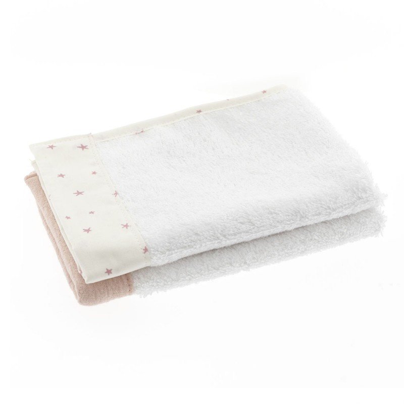 Set 2 Asciugamani Rosa Bianco
