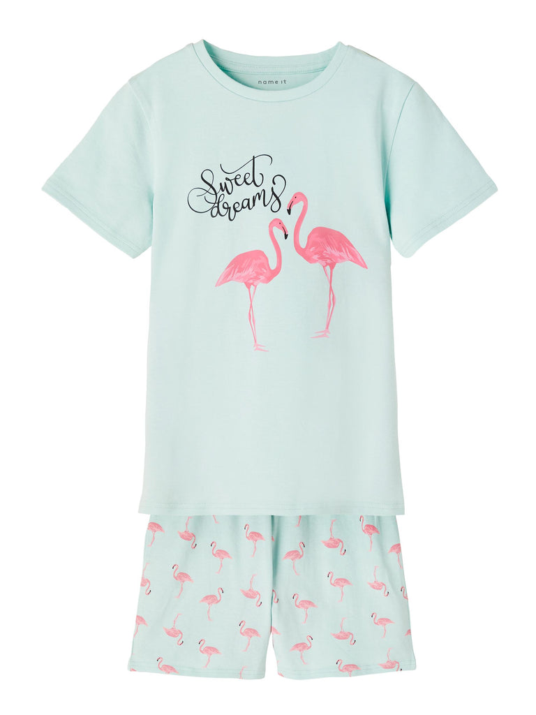 Name it Nkfnightset Ss Shorts Flamingo Noos Glacier