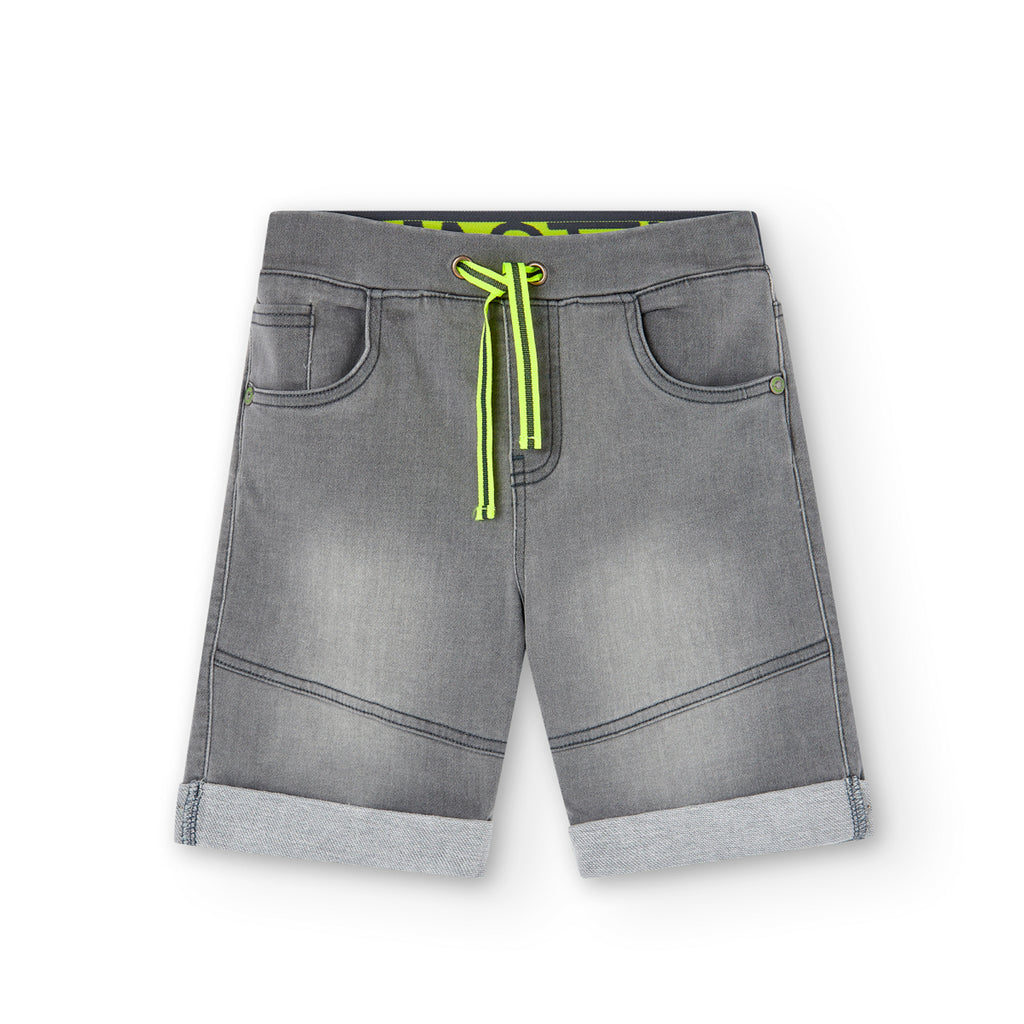 Boboli Bermuda Denim Punto Per Ragazzo Grigio